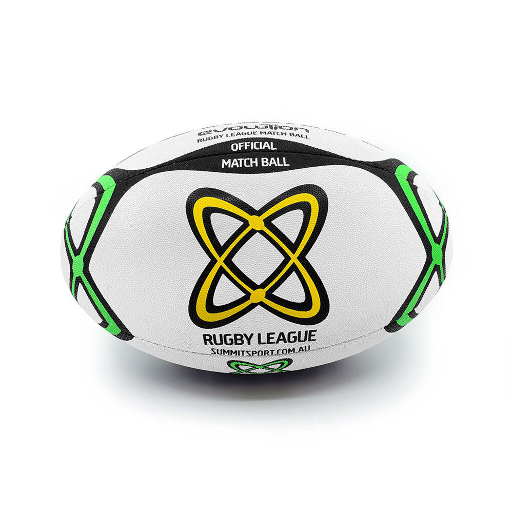 Summit Global Evolution Rugby League Rubber Ball 2.0 Size 5 White/Green — image 4