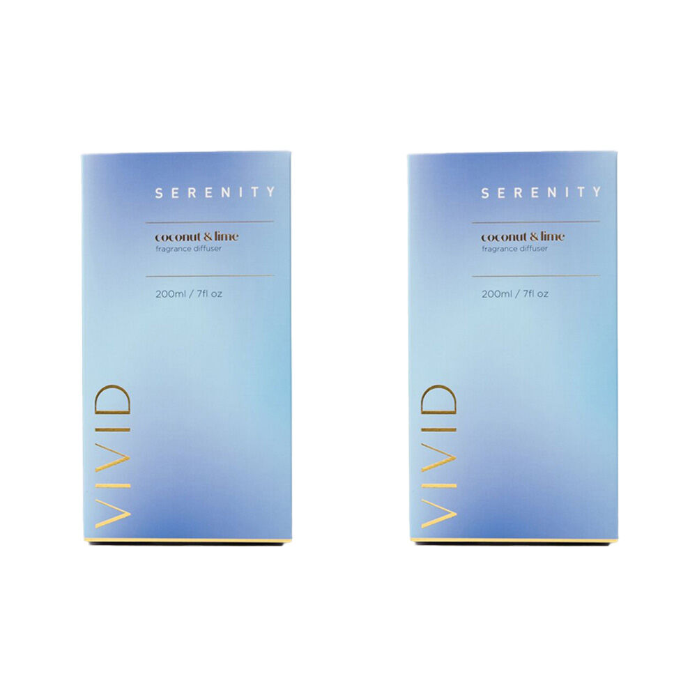 Serenity Vivid Coconut and Lime Scent Home Fragrance Reed Diffuser 200mL (2 Pack)