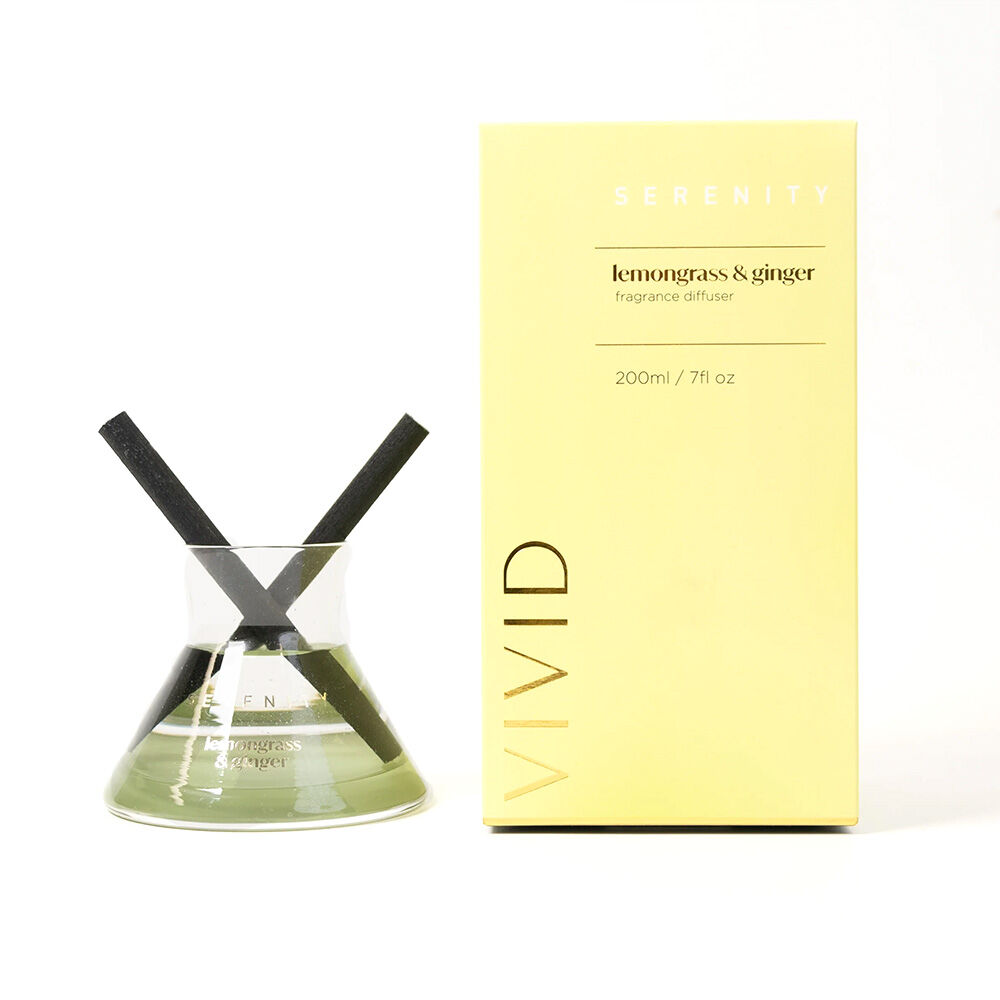 Serenity 200mL Vivid Lemongrass and Ginger Scent Home Fragrance Reed Diffuser