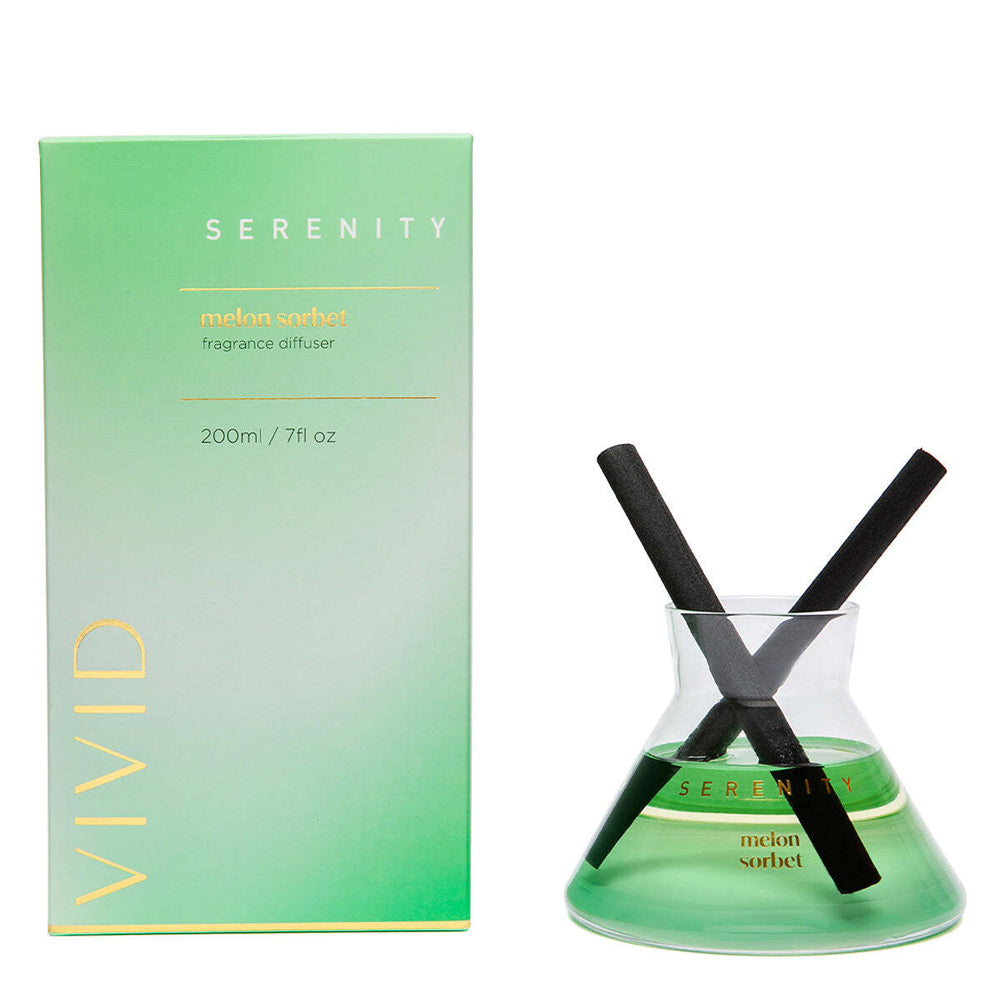 Serenity Vivid 200ml Reed Diffuser Scented Home Fragrance/Aroma Melon Sorbet