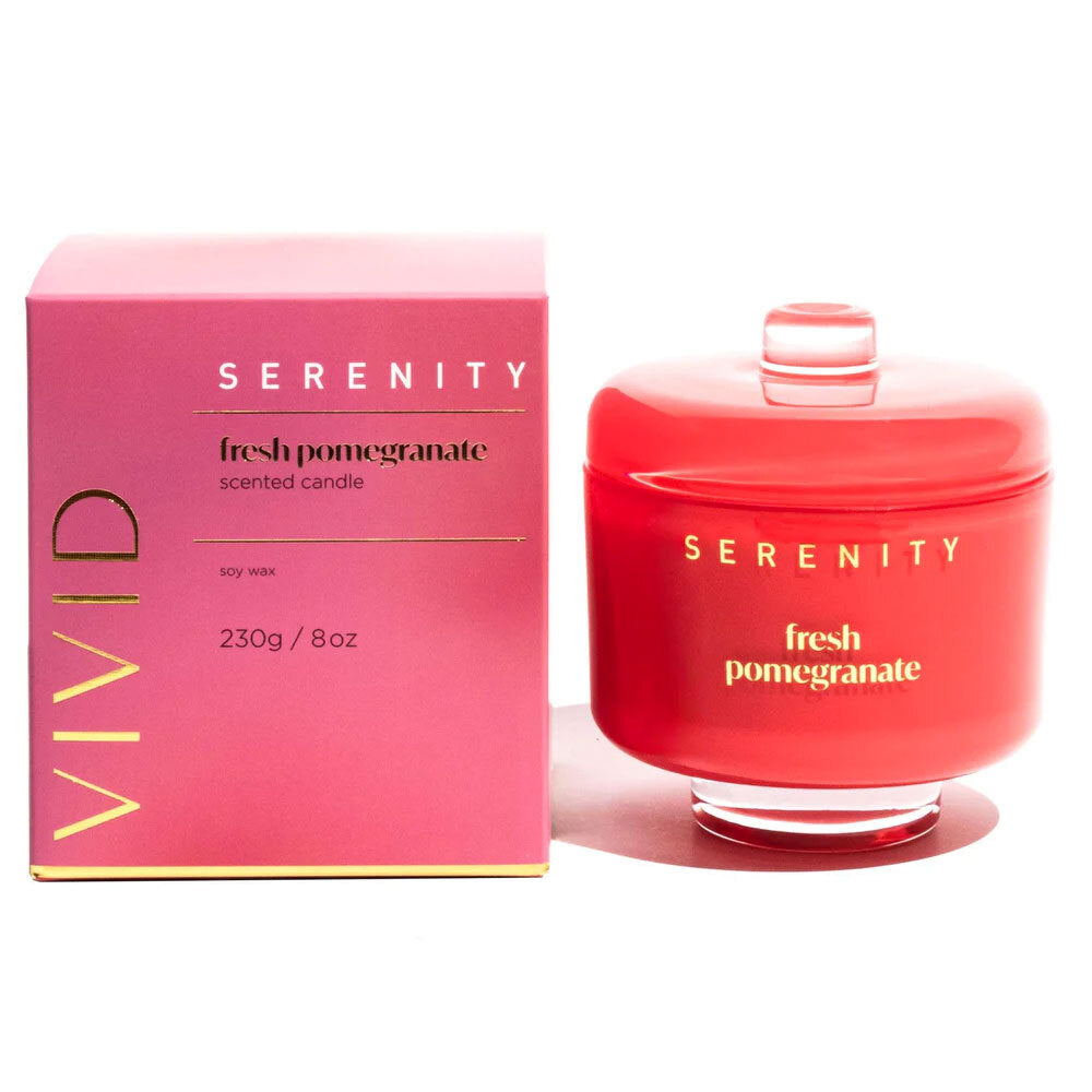 Serenity Vivid Fragrance Glass Candle In a Box - Fresh Pomegranate 230g