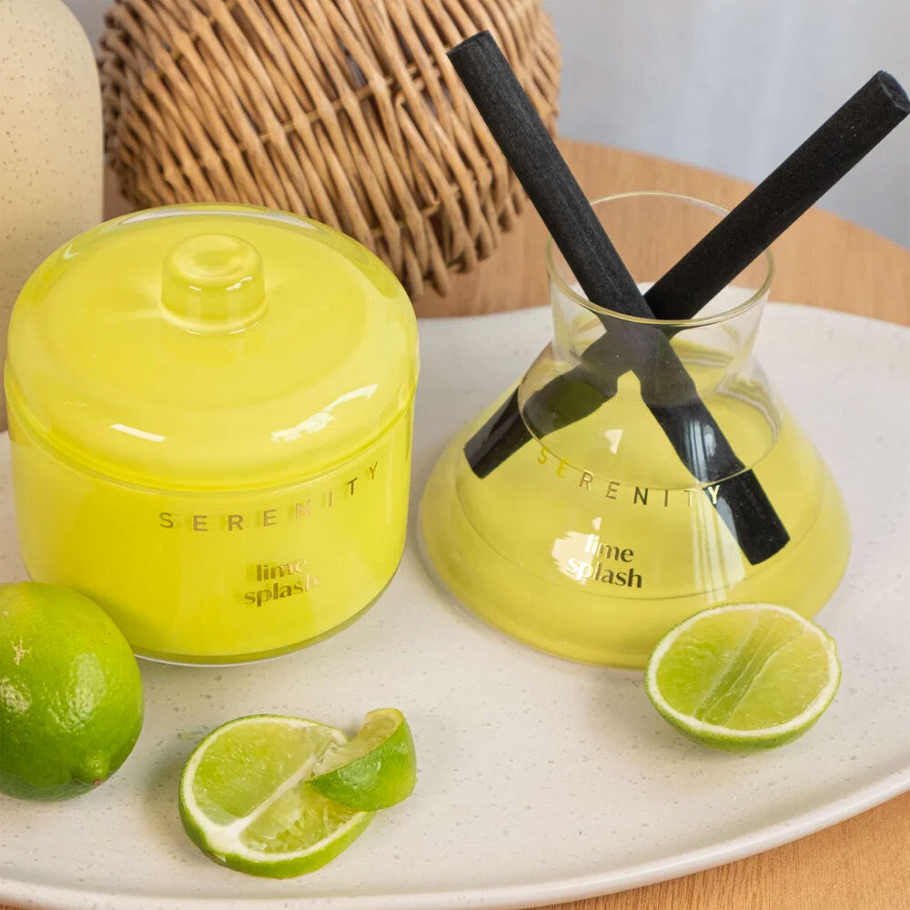 Serenity Vivid Fragrance Glass Candle In a Box - Lime Green Splash 230g — image 2