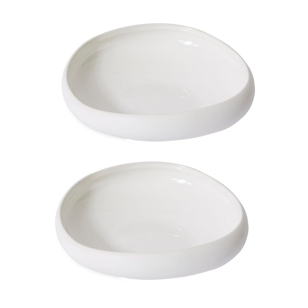 E Style Ceramic Nakano Bowl Home Tabletop/Shelf Dining Decor 21x6cm White (2 Pack)