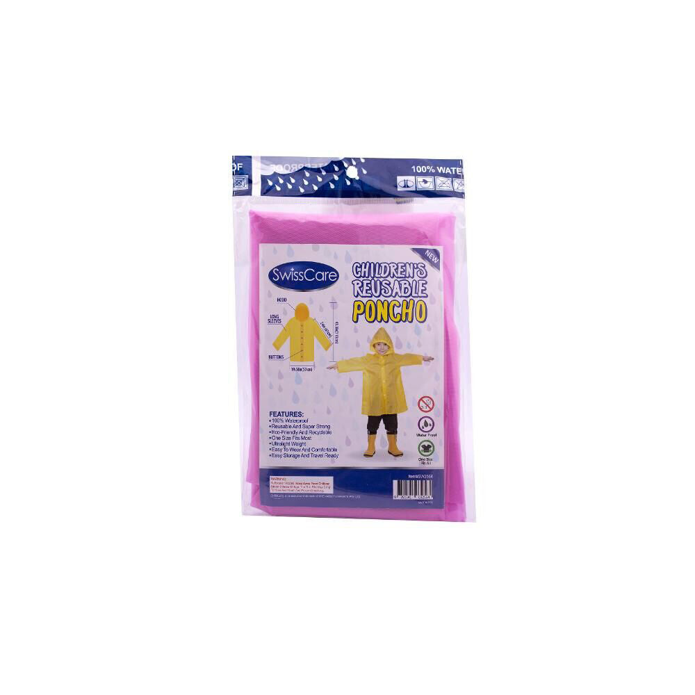 Swisscare Reusable Kids Waterproof Rain Coat Jacket Yellow Assorted (24 Pack)