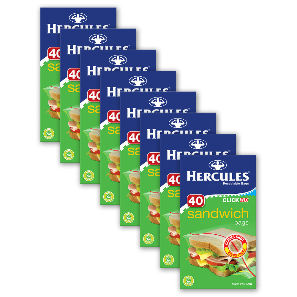 Hercules 40pc Hercules ClickZip Sandwich Bags (8 Pack)