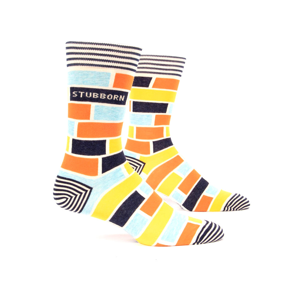Blue Q Stubborn Men's Crew Socks Mid Calf Casual/Outdoor Cotton Nylon Size 7-12