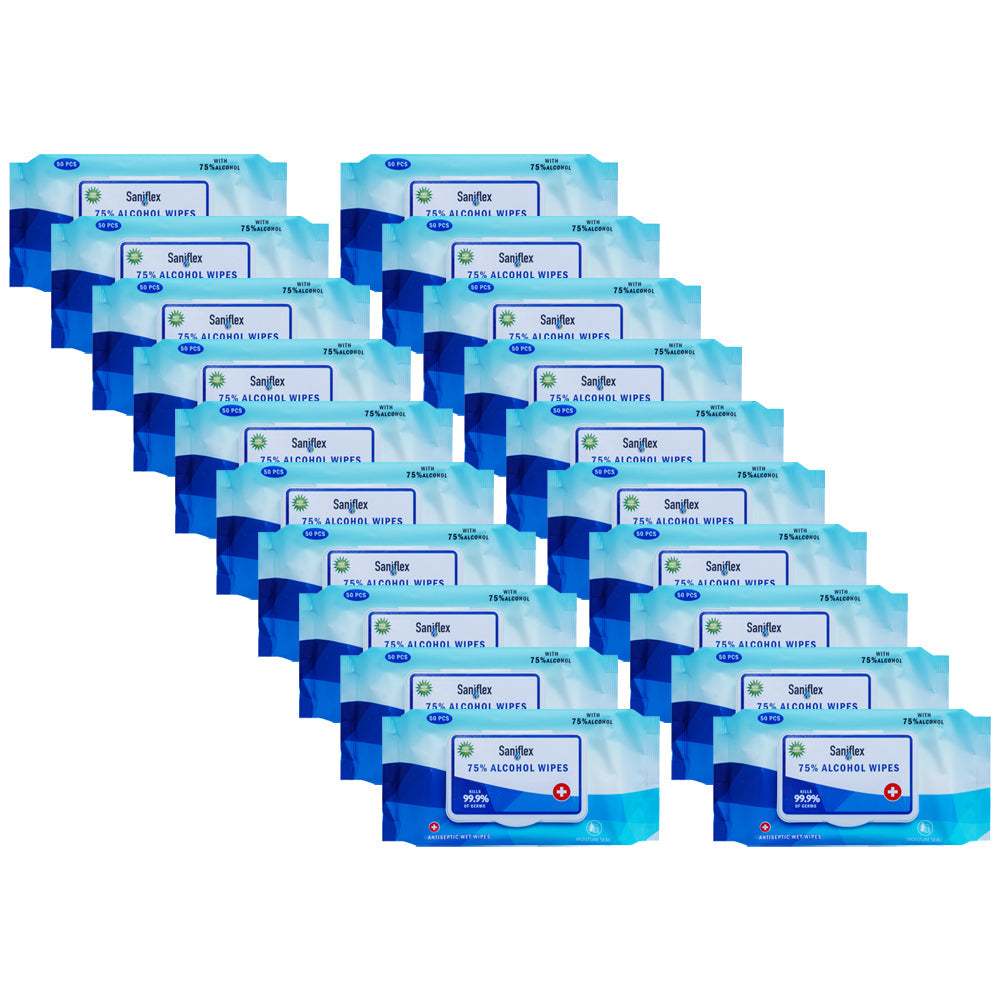 Saniflex 75% Alcohol Antibacterial Surface Wipes Home Kitchen cleaning (1000 Pieces)