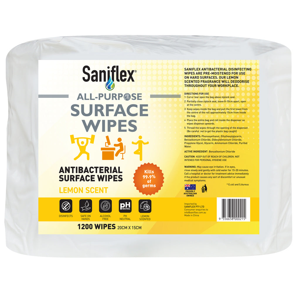 Saniflex All Purpose Antibacterial Surface Wipes Home Kitchen cleaning (1200 Pieces)