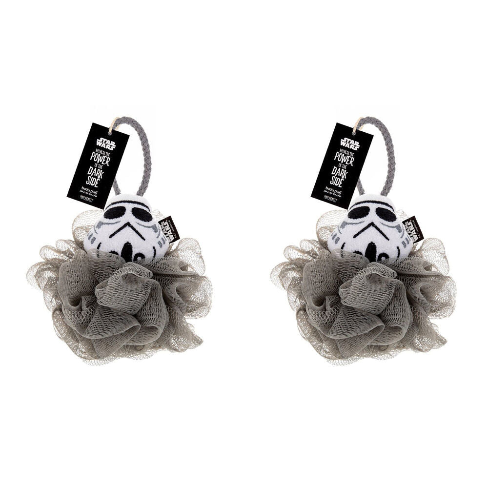 Star Wars Dark Side Storm Trooper Shower Loofah Body Cleansing Puff Grey (2 Pack)