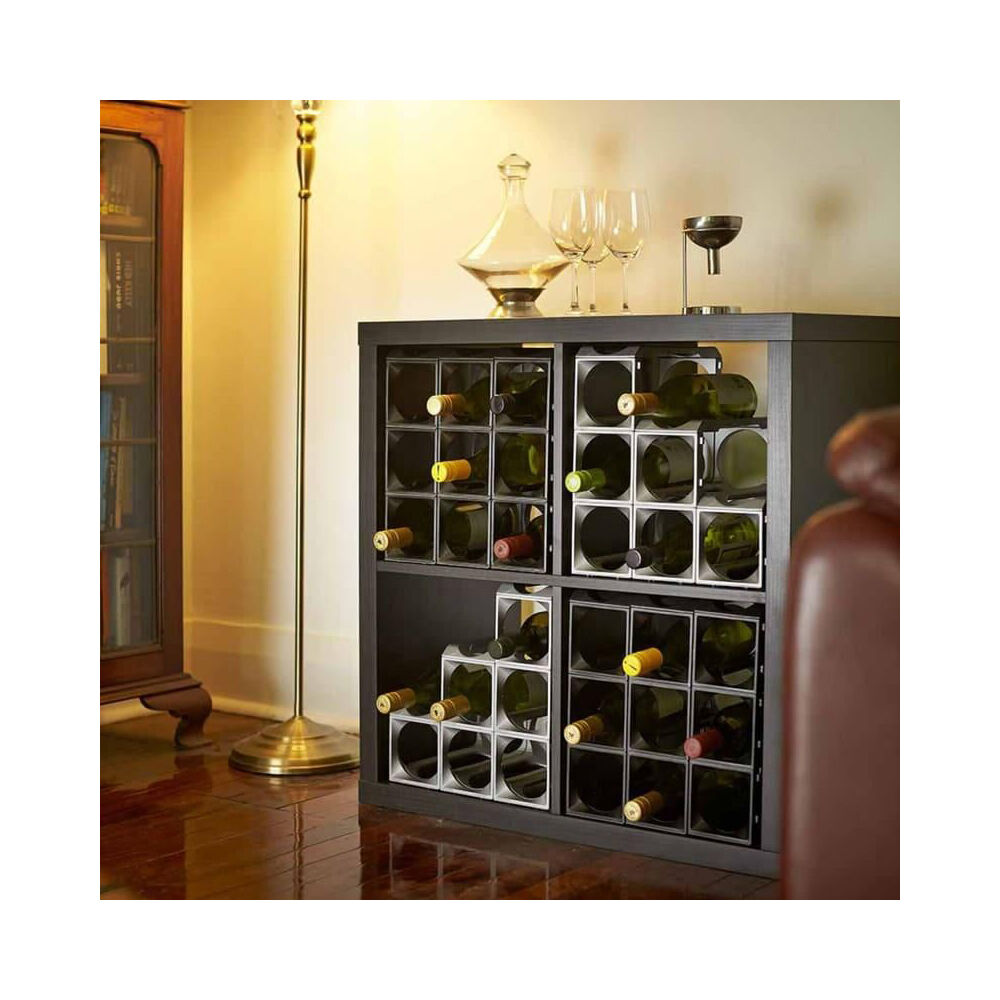 Stakrax Plastic Wall Mounted Wine Rack Top Plates Support 24x10.5cm Silver (2 Pieces) — image 3