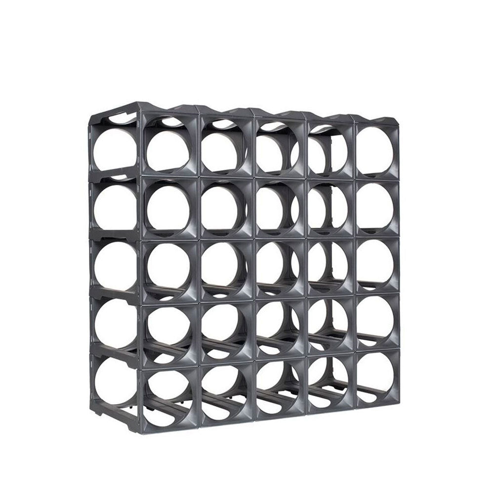 Stakrax 30 Bottle Modular Home Wine Rack Plastic Organiser Kit Silver