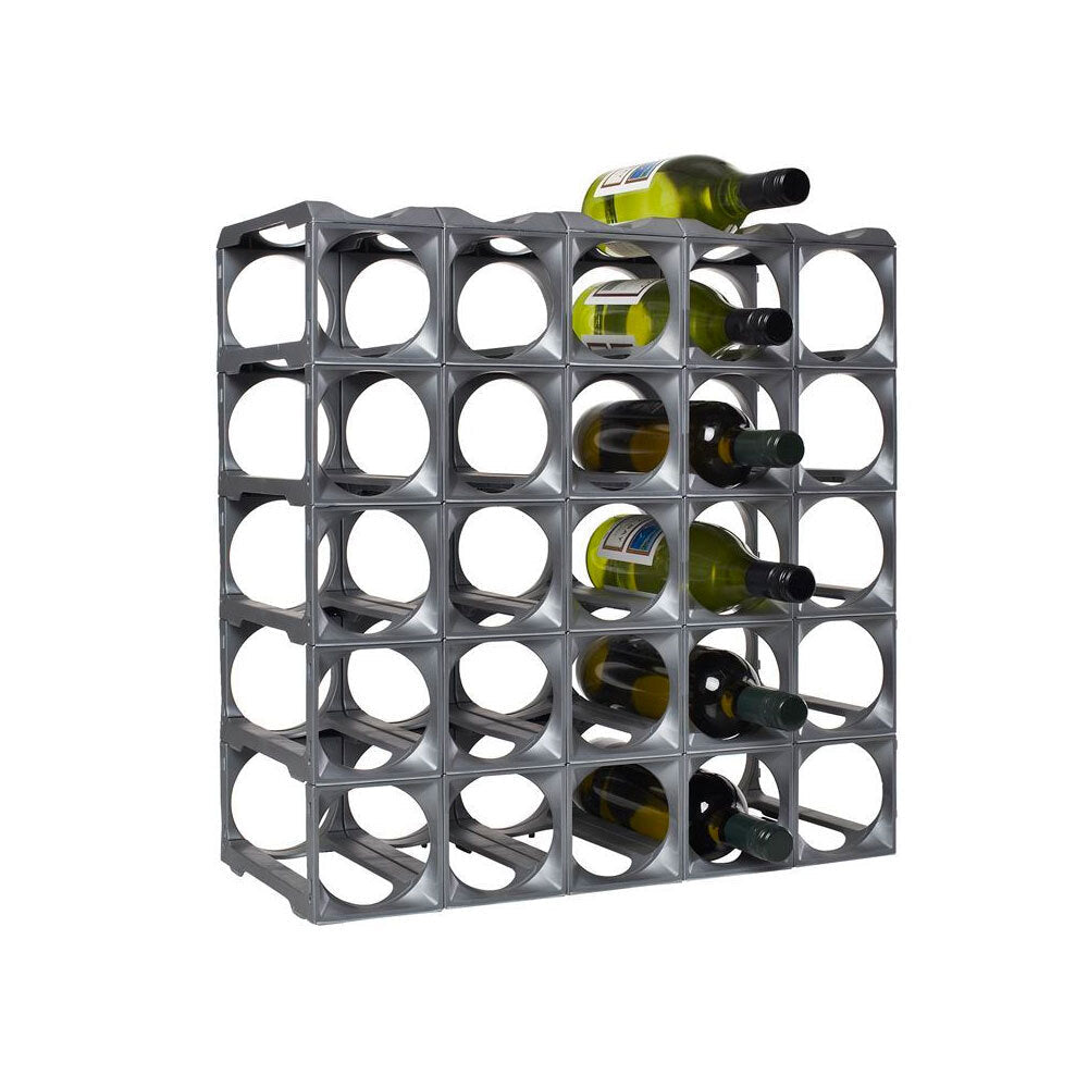 Stakrax 30 Bottle Modular Home Wine Rack Plastic Organiser Kit Silver — image 2