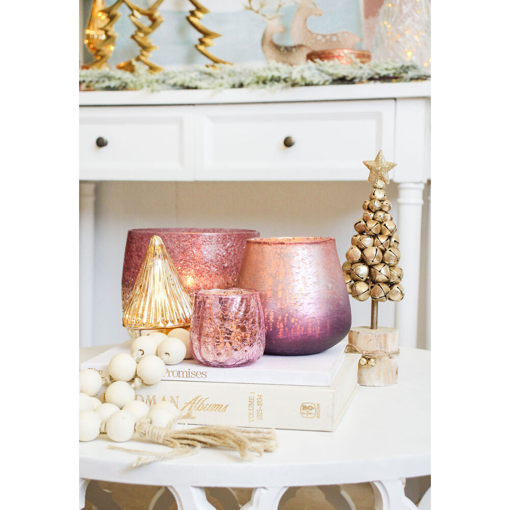 LVD Glass Votive Vase Candle Tabletop Holder Home Decor 19cm Rose Champagne — image 2