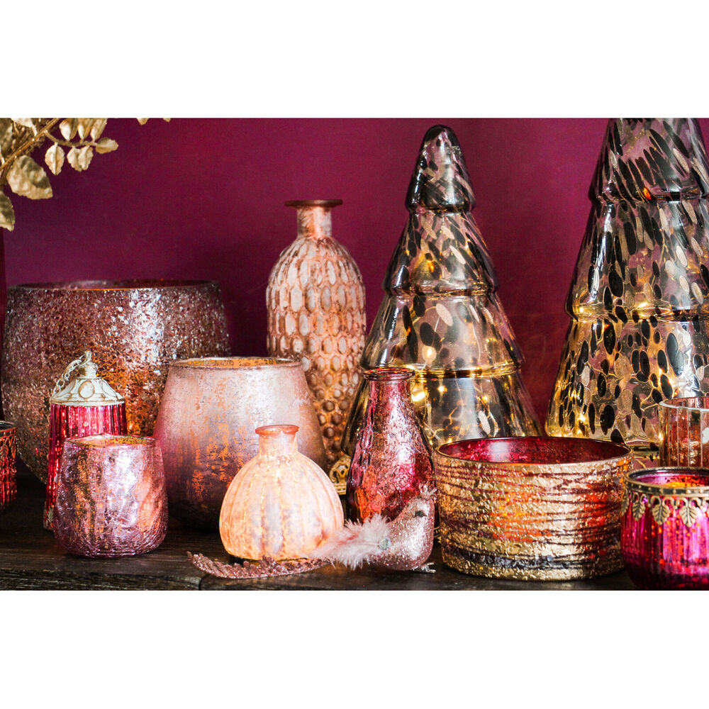 LVD Glass Votive Vase Candle Tabletop Holder Home Decor 19cm Rose Champagne — image 3