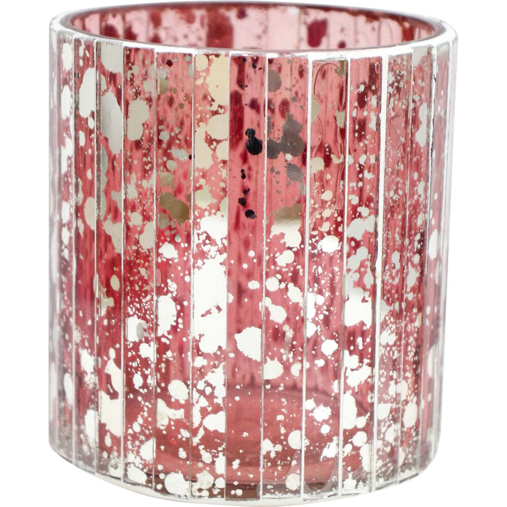 LVD Glass Votive Candle Holder Tabletop Home Decor 10cm Mosaic Cranberry (2 Pack)