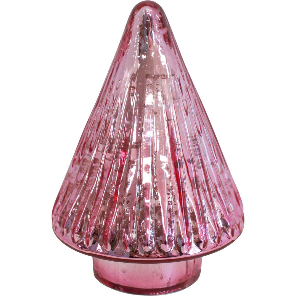 LVD 9x9x14cm Rose Glossy Glass LED Festive Christmas Tree Decor Small — image 2