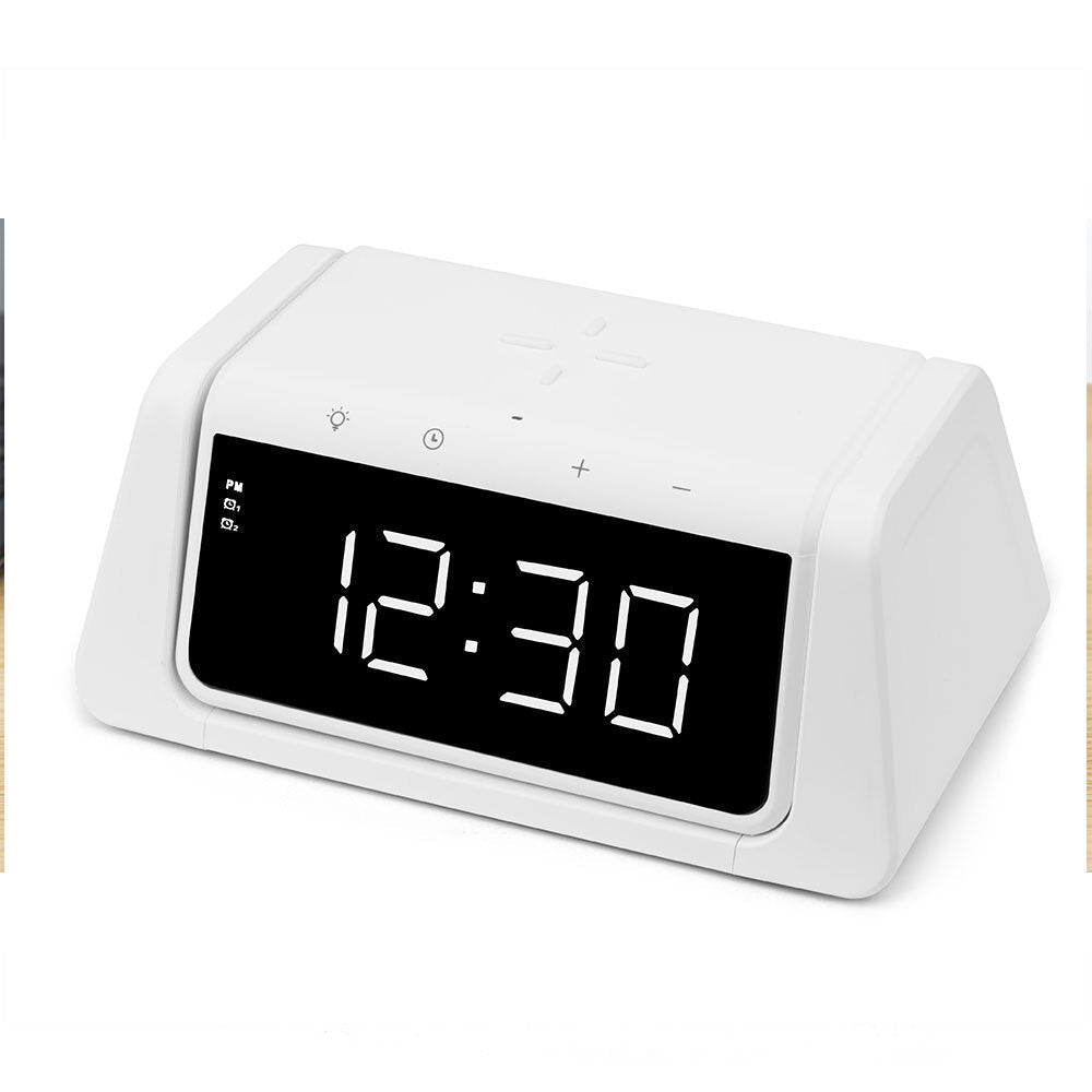 Rewyre Dual Alarm Clock/UV Disinfection Lamp/5V 10W Qi Wireless Charger White — image 2