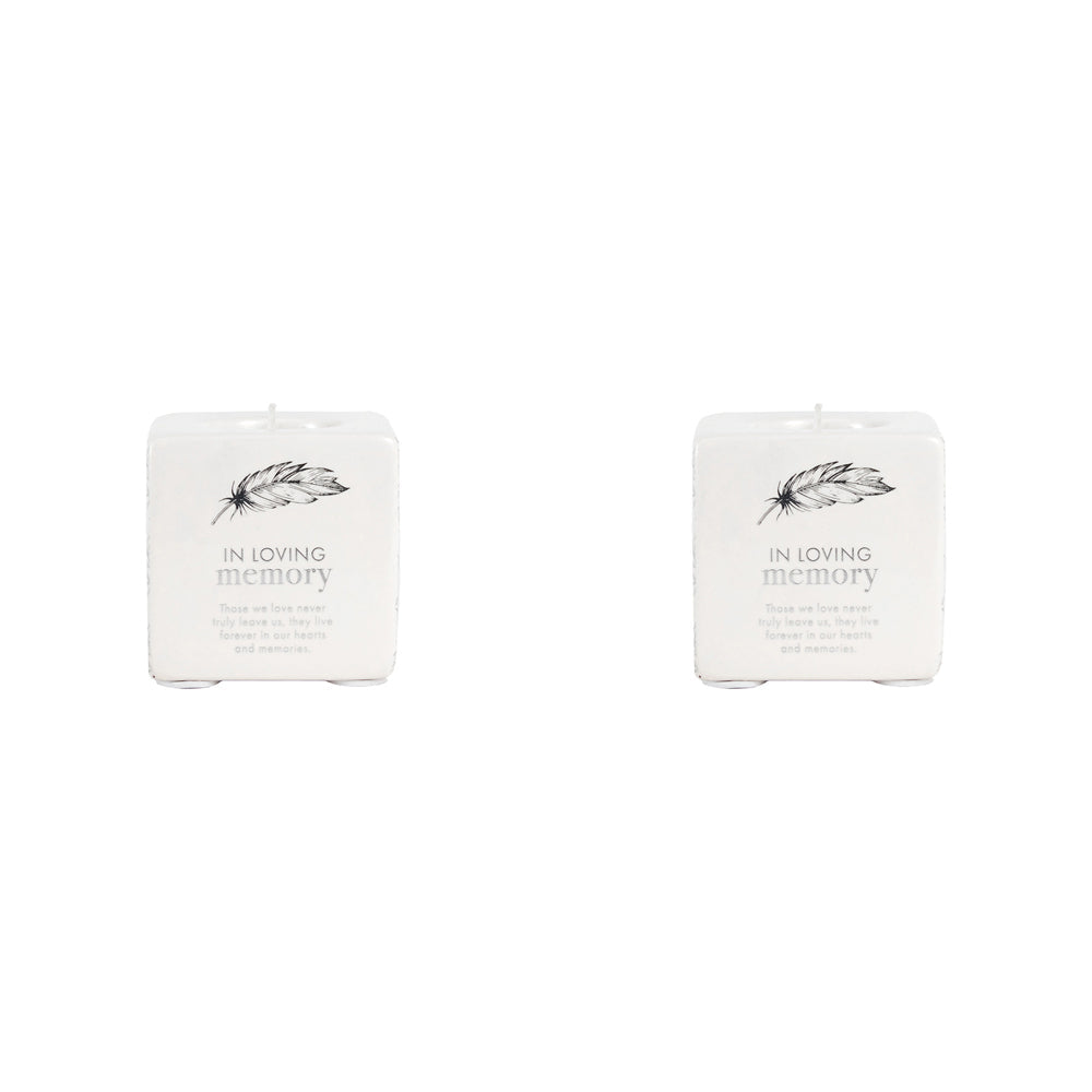Splosh Sympathy In Loving Memory Ceramic Candle Holder White 8cm (2 Pack)