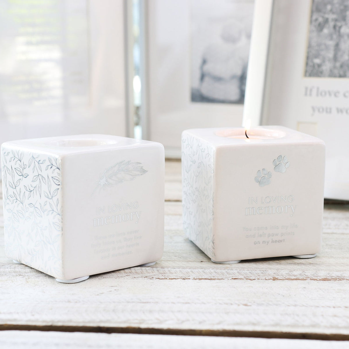 Splosh Sympathy In Loving Memory Ceramic Candle Holder White 8cm (2 Pack) — image 4