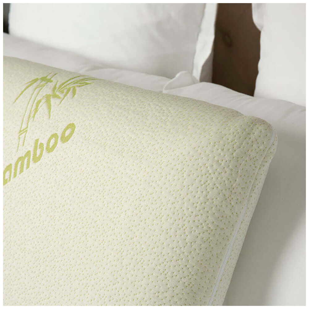 Tontine Comfortech Bamboo Cover Memory Foam Pillow Medium Height White (2 Pack) — image 3