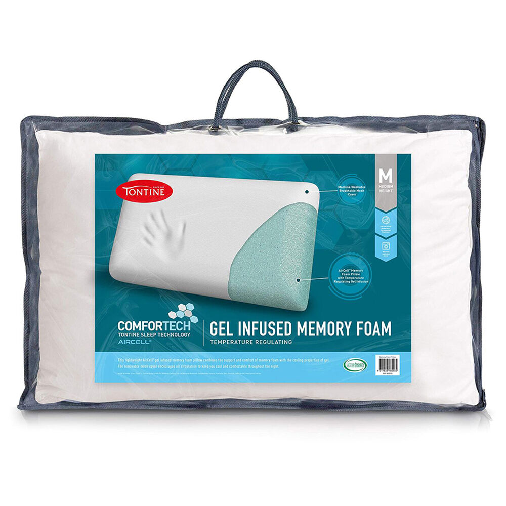 Tontine Comfortech Gel Infused Memory Foam Pillow Medium Height White (2 Pack) — image 2