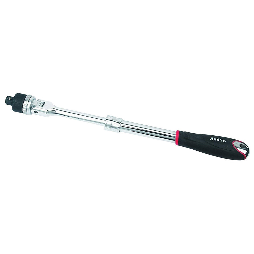 Ampro 1/2" Drive Extendable Flex Head Ratchet/Socket Spanner Chrome Tool T29931