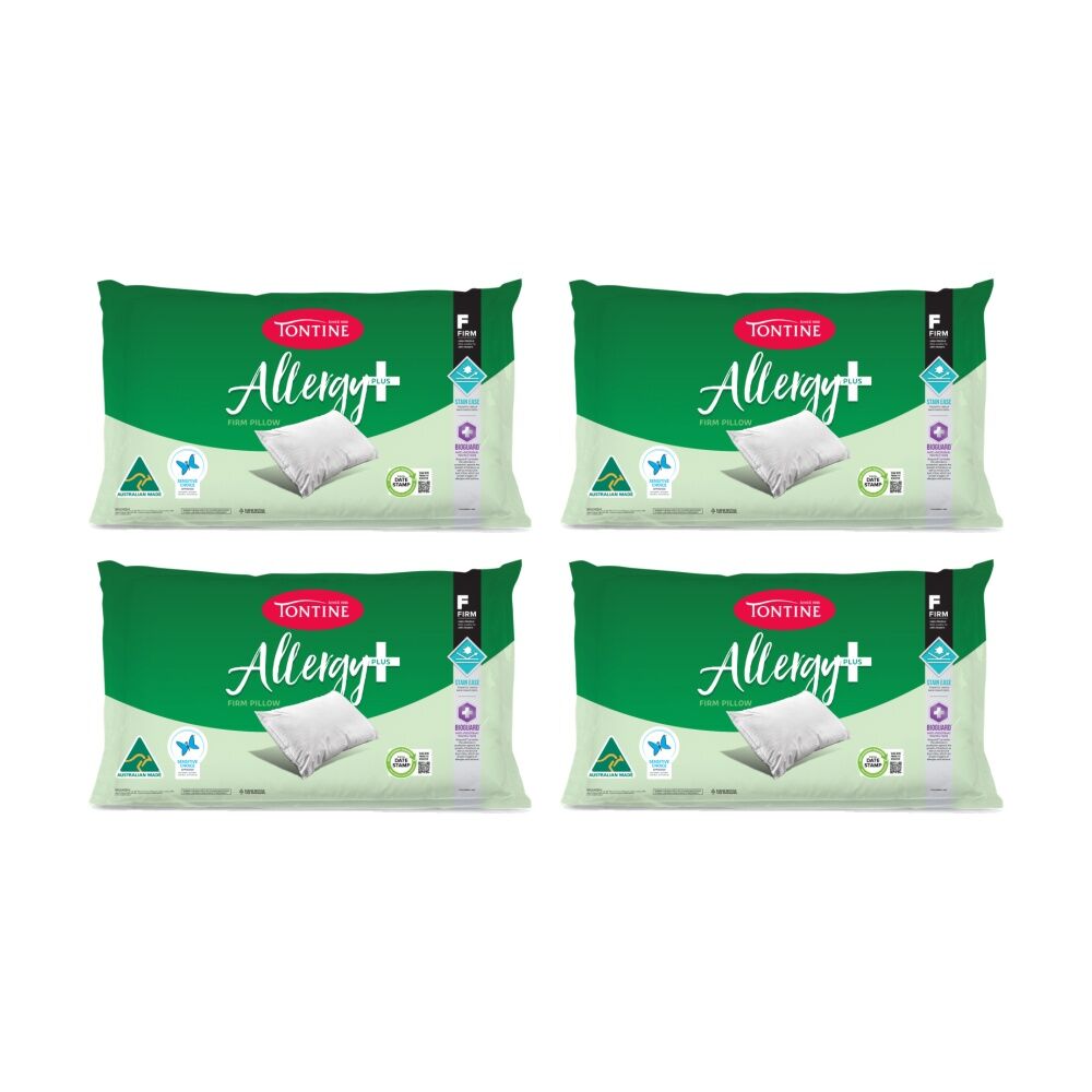 Tontine Allergy Plus Stain Ease Pillow High & Firm Athsma Friendly Standard (4 Pack)