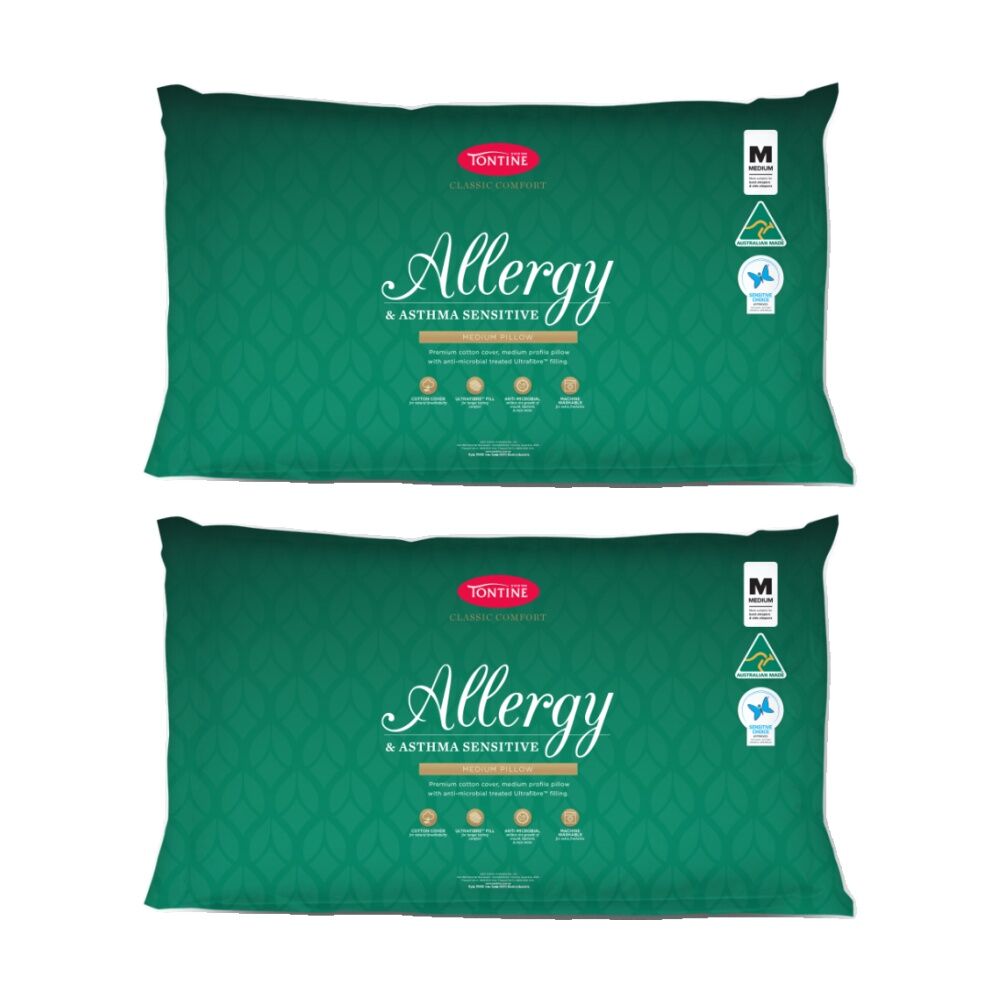 Tontine Classic Comfort Allergy & Asthma Sensitive Pillow Medium Standard (2 Pack)