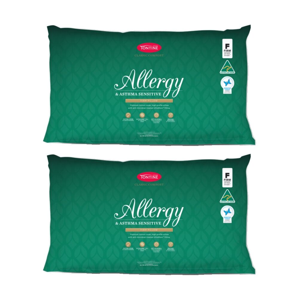 Tontine Classic Comfort Allergy & Asthma Sensitive Pillow High Firm Standard (2 Pack)