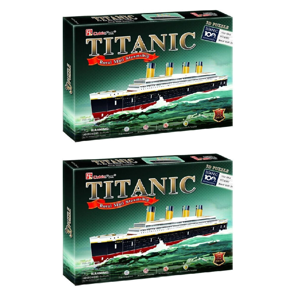 Cubic Fun Titanic Ship (Small) Kids/Childrens 3D Puzzle Game 45x6x13cm 8y+ (2 Pack)