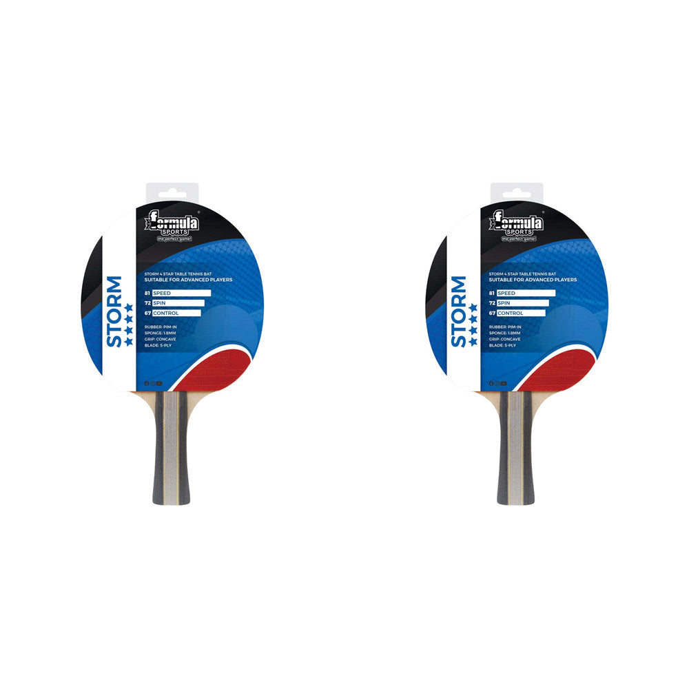 Formula Sports Storm Table Tennis Game Bat/Racket Ping Pong Paddle 4 Star (2 Pack)