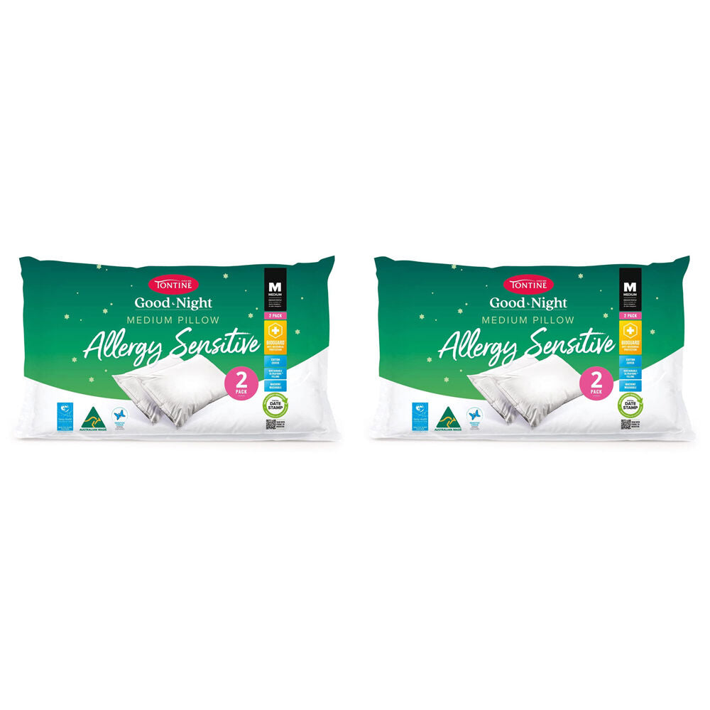 Tontine Good Night Allergy Sensitive Sleep/Bedding Soft Pillow Medium Heigh (4 Pieces)
