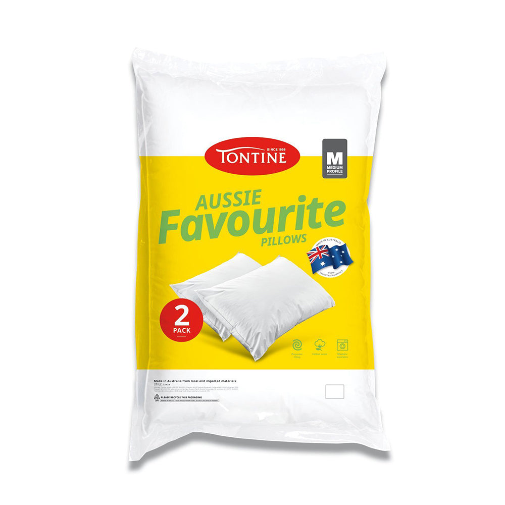 Tontine 46x72cm Aussie Favourite Pillow Medium Profile Home Bedding (2 Pieces) — image 2
