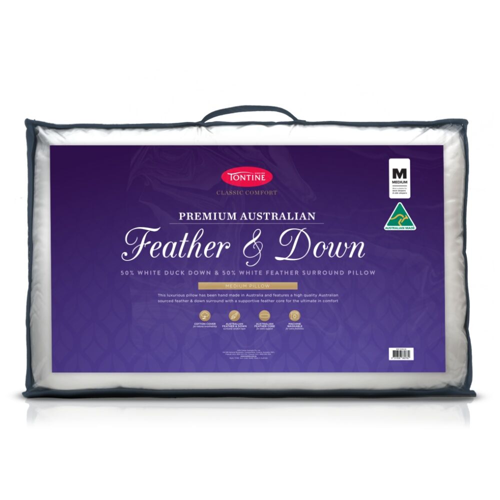 Tontine Standard 50/50 Australian Feather And Down Surround Medium Firm Pillow