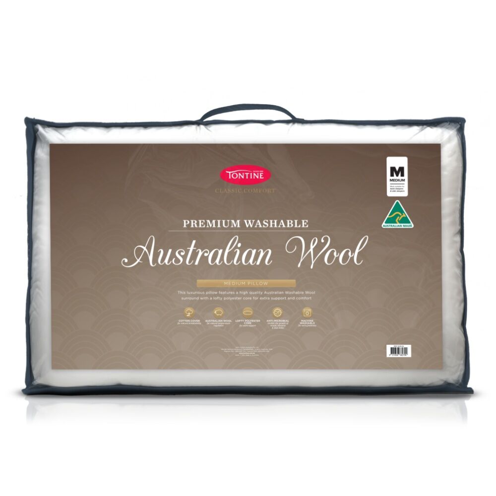 Tontine Australian Washable Wool Surround Medium Pillow Standard (2 Pack) — image 2