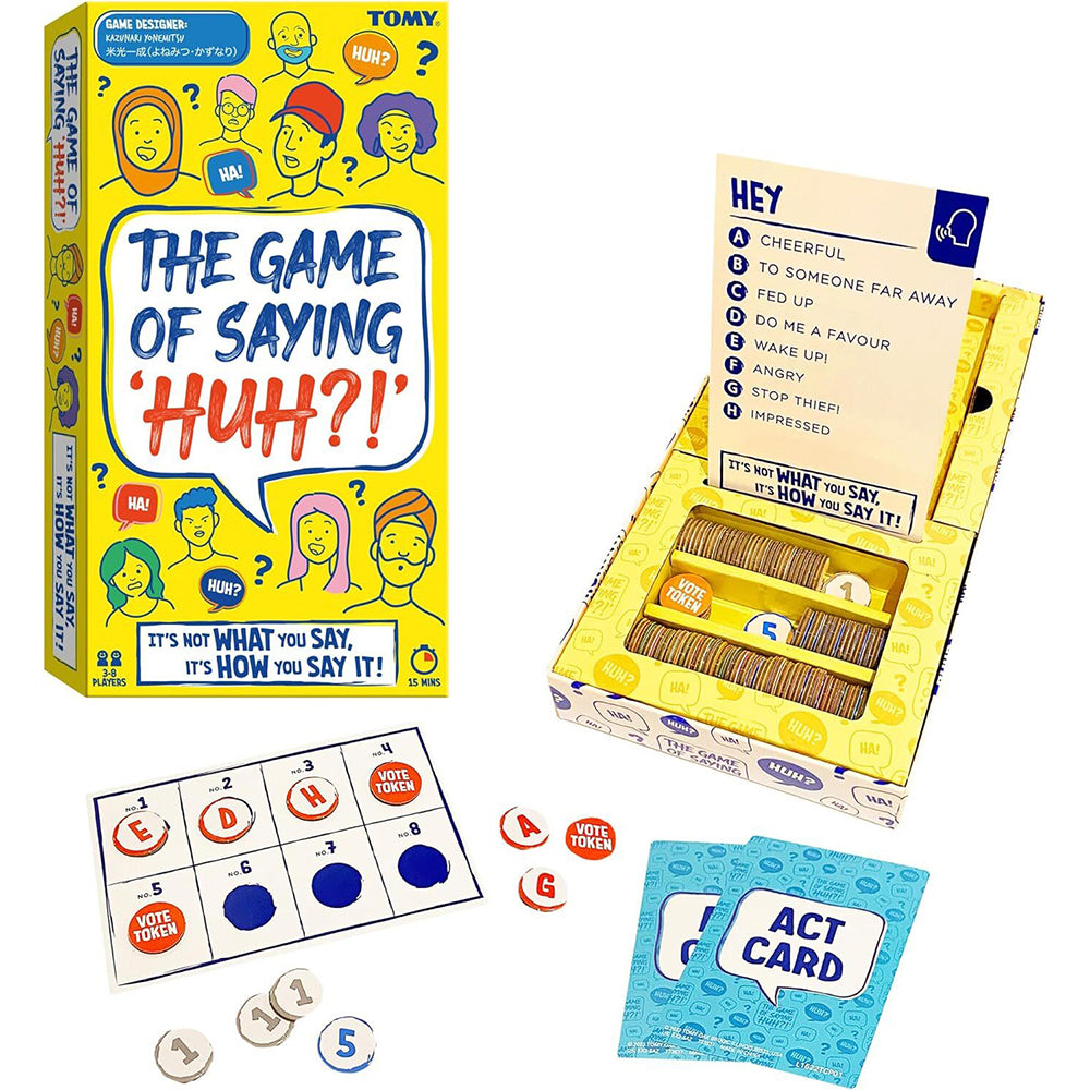Tomy The Game of Saying Huh Family Party Tabletop Whit Based Card Game 8y+