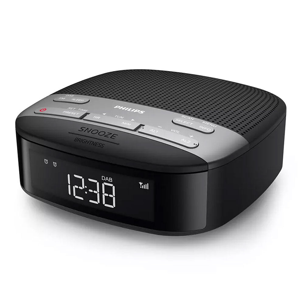 Philips 13cm Black LCD Digital Dab+/fm/dab Clock Radio/Dual Alarm/Tuner/Timer