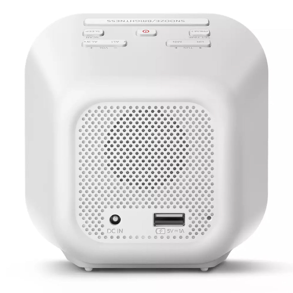 Philips Alarm Clock/FM Radio Dual Timer LED Digital Display w/ USB Charger White — image 3