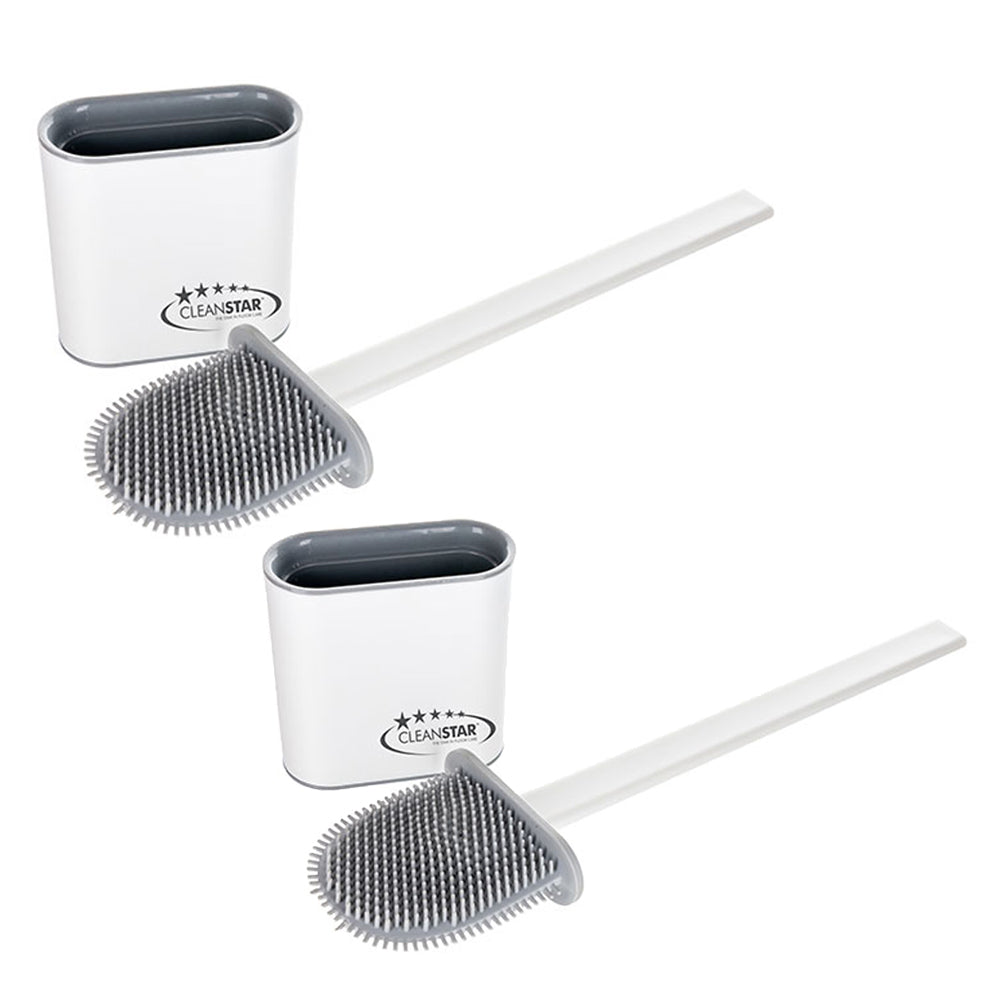 Cleanstar Flexible Silicone Toilet/Bathroom Multi-Purpose Cleaning Brush 36cm (2 Pack)