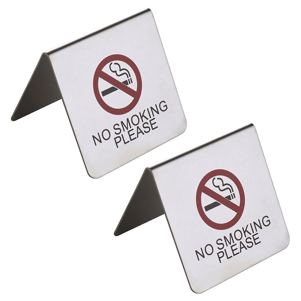 Sandleford 6.5cm No Smoking Warning Sign A-Frame Steel Tabletop/Desk Signage (2 Pack)
