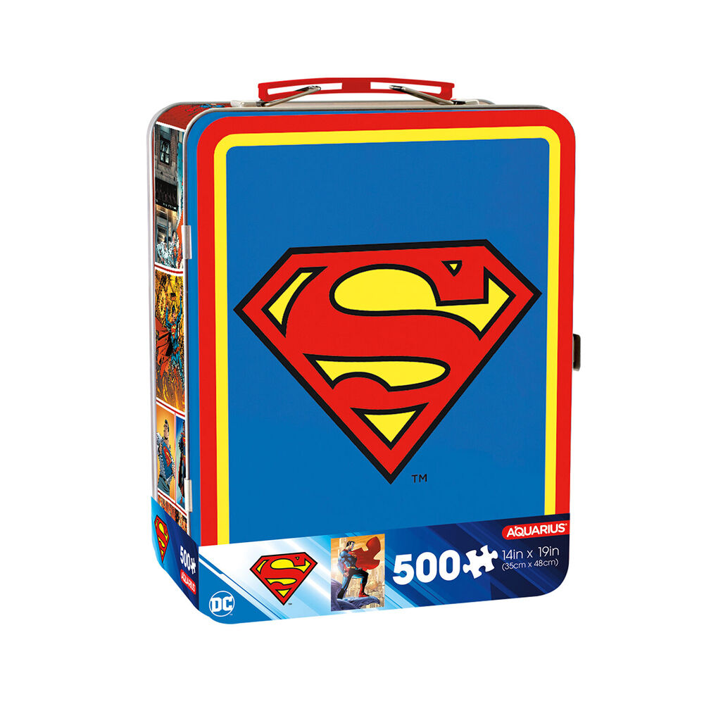 Aquarius Superman Collectable Latched Tin Fun Box with Puzzle 14x19in (500 Pieces) — image 2