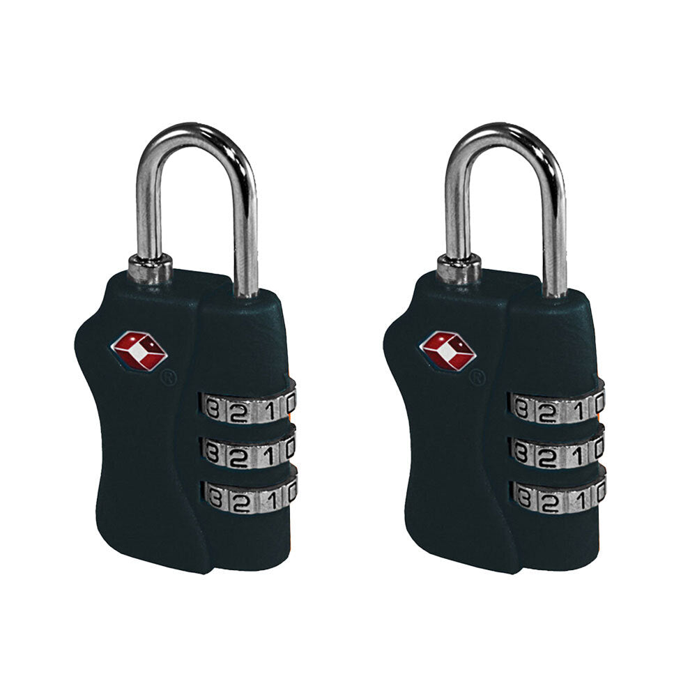 Tosca TSA Approved Luggage Bag Security Combination Safety Lock - Black (2 Pack)