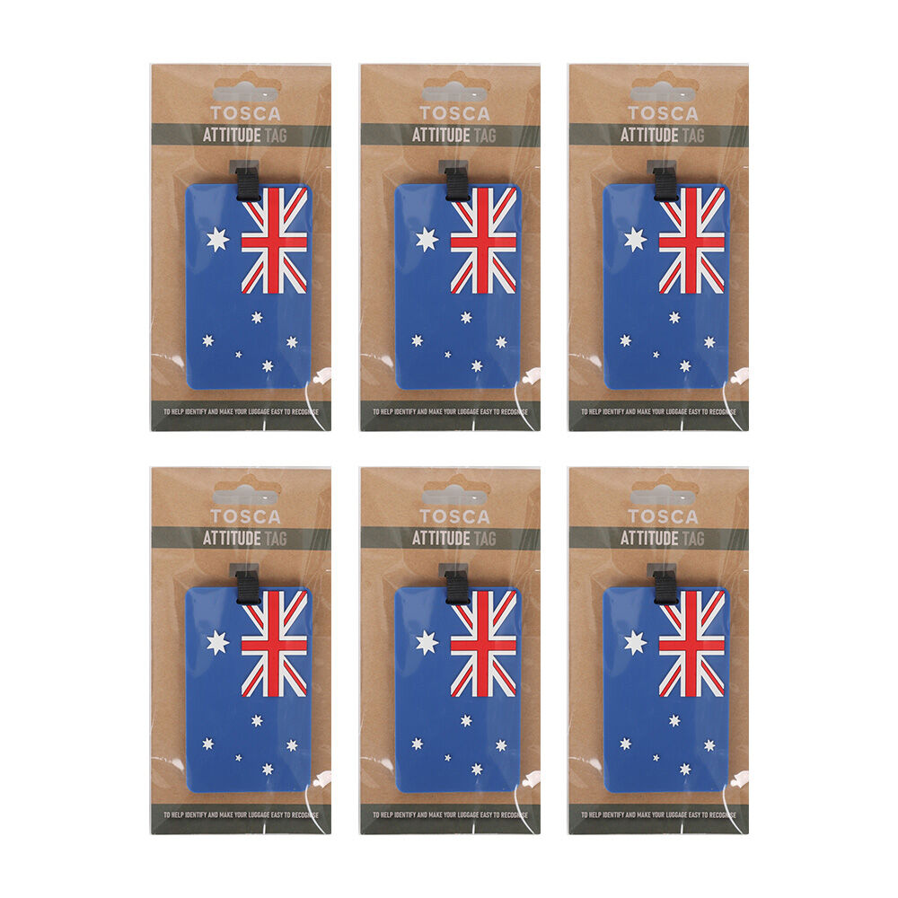 Tosca Attitude Travel Luggage Suitcase Name/Address Bag Tag - Aus Flag (6 Pack)