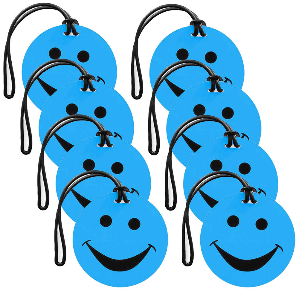 Tosca Smiley Travel Luggage Suitcase Personal Information Bag Tag - Blue (8 Pack)