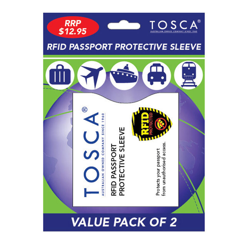 Tosca RFID Wave Blocking Security Passport Sleeve Safety Protective Cover (2 Pieces)