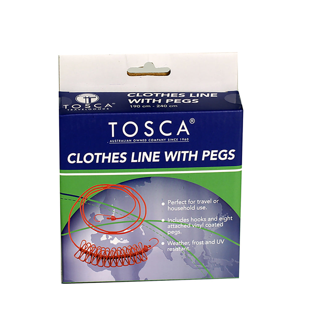 Tosca Travel Portable 2m Elasticated Clothes Drying Line Rack With Pegs (2 Pack) — image 2