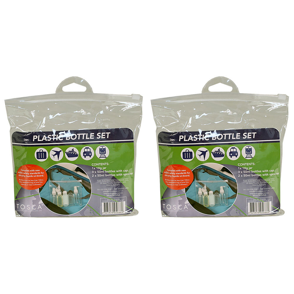 Tosca Travel Refillable Reusable Plastic Bottle Cosmetic Toiletry Set (12 Pieces)