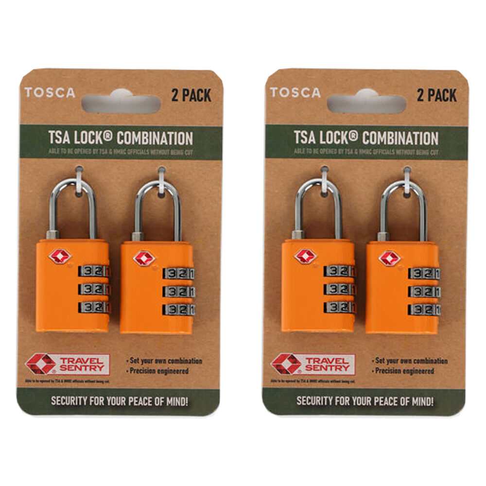 Tosca TSA Approved Travel Luggage Suitcase Combination Safety Lock Orange (4 Pieces)