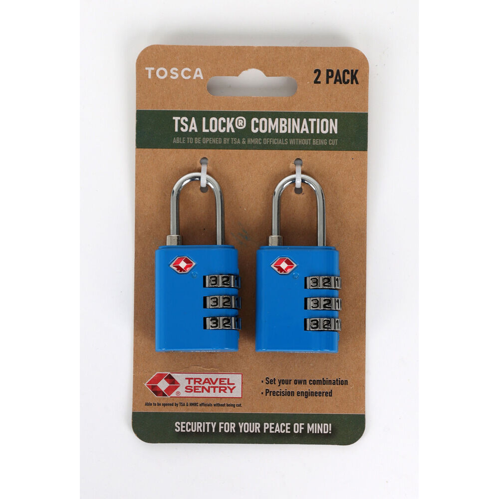 Tosca TSA Approved Travel Luggage Suitcase Combination Safety Lock (2 Pieces) — Blue