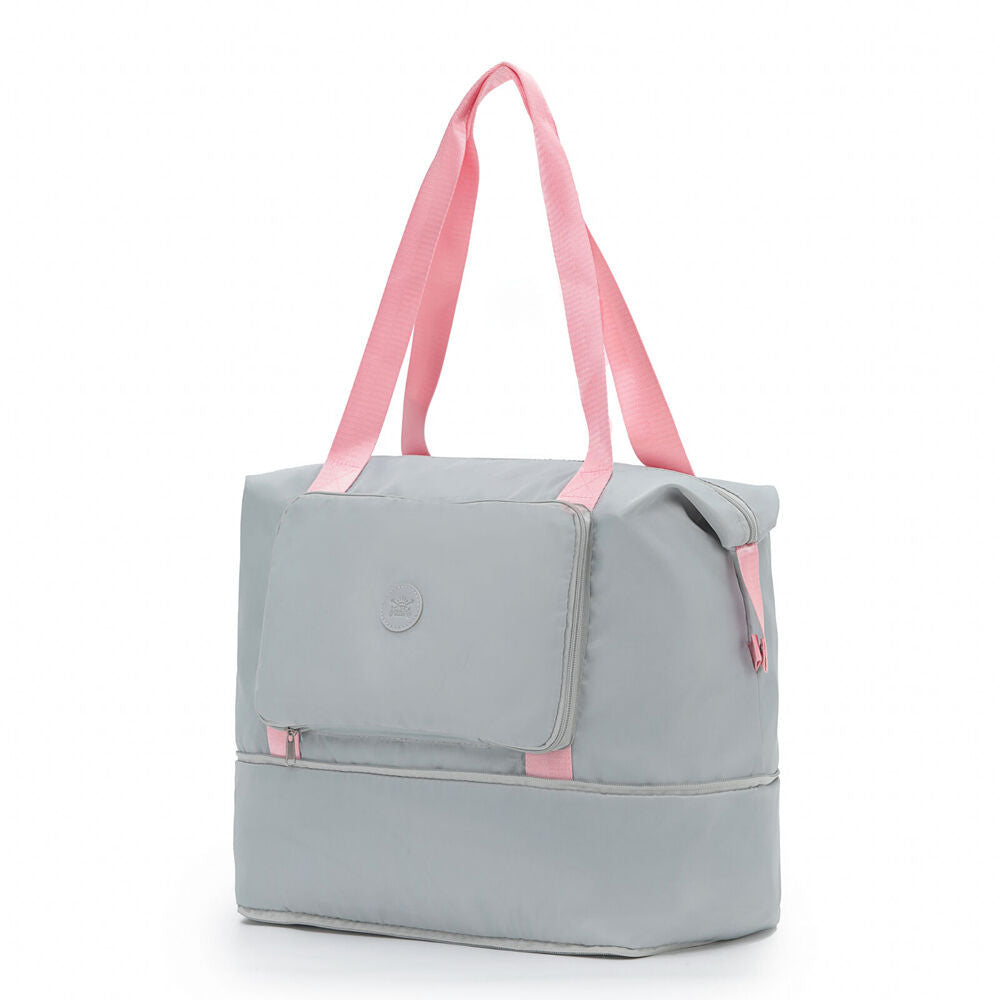 Tosca Lightweight Foldable & Expandable Flight Travel Tote Bag Grey/Pink (2 Pack) — image 4